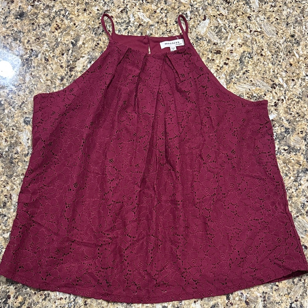 Burgundy Lace Racerback Camisole
